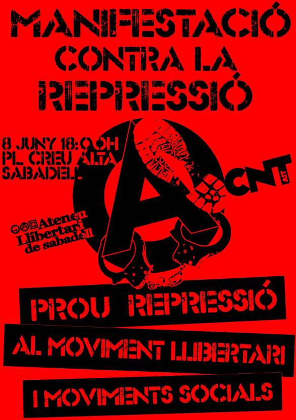 Sabadell. Dissabte 8 de juny. Manifestació contra la repressió. a Sabadell